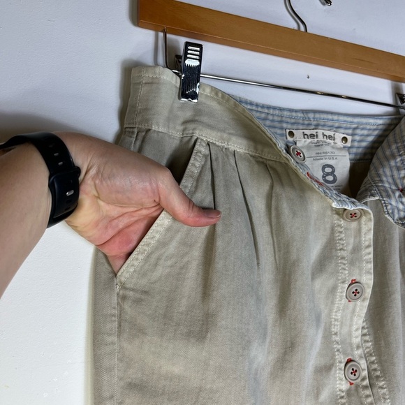 Anthropologie Hei Hei Button Front Skirt Sz 8 Beige Cotton Casual Cottagecore - Picture 9 of 11